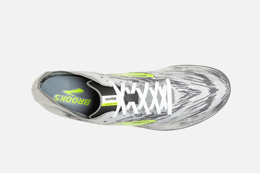 Brooks Wire v6 Spikes Shoes - Mens - Grey/Green - XS2375189